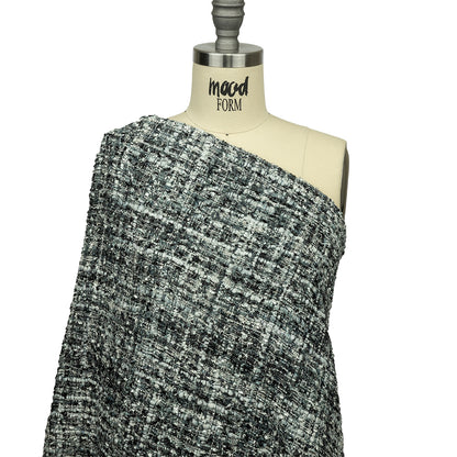 Viscose and Acrylic Chenille Tweed - Phantom, Gray and White - Newcastle Collection Detail