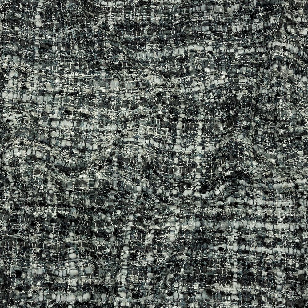 Viscose and Acrylic Chenille Tweed - Phantom, Gray and White - Newcastle Collection