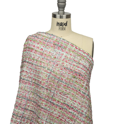 Viscose and Acrylic Chenille Tweed - Baby Pink, White and Sage Green - Newcastle Collection Detail