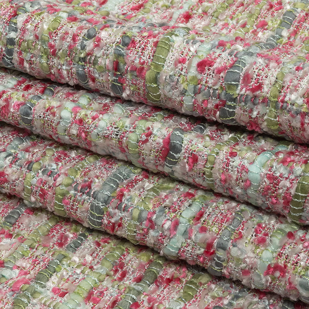 Viscose and Acrylic Chenille Tweed - Baby Pink, White and Sage Green - Newcastle Collection Full