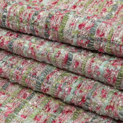 Viscose and Acrylic Chenille Tweed - Baby Pink, White and Sage Green - Newcastle Collection Full