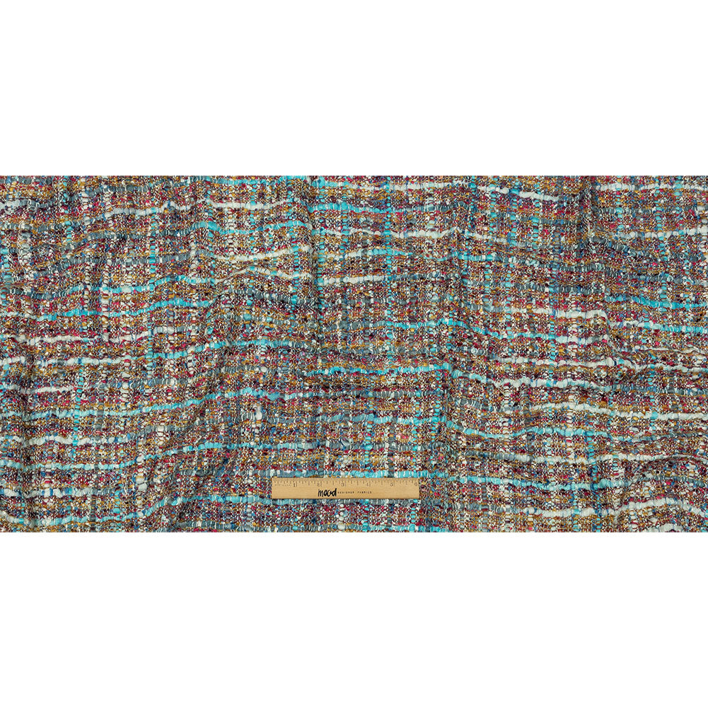 Viscose and Acrylic Chenille Tweed - Sky, Bronze Mist, and Magenta - Newcastle Collection Full
