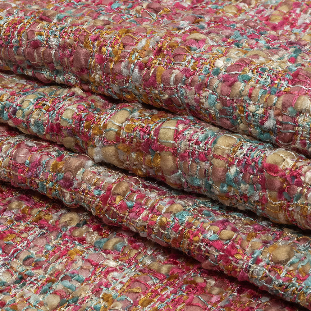Viscose and Acrylic Chenille Tweed - Almond Buff, Pink and Sea Pine - Newcastle Collection Full