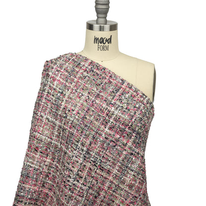 Newcastle Gray, Reseda and Orchid Pink Viscose and Acrylic Chenille Tweed - Detail