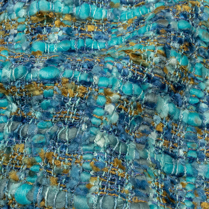 Viscose and Acrylic Chenille Tweed - Blue, Mustard and Arctic Green - Newcastle Collection Folded