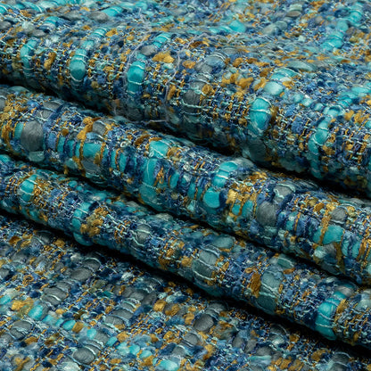 Viscose and Acrylic Chenille Tweed - Blue, Mustard and Arctic Green - Newcastle Collection Full