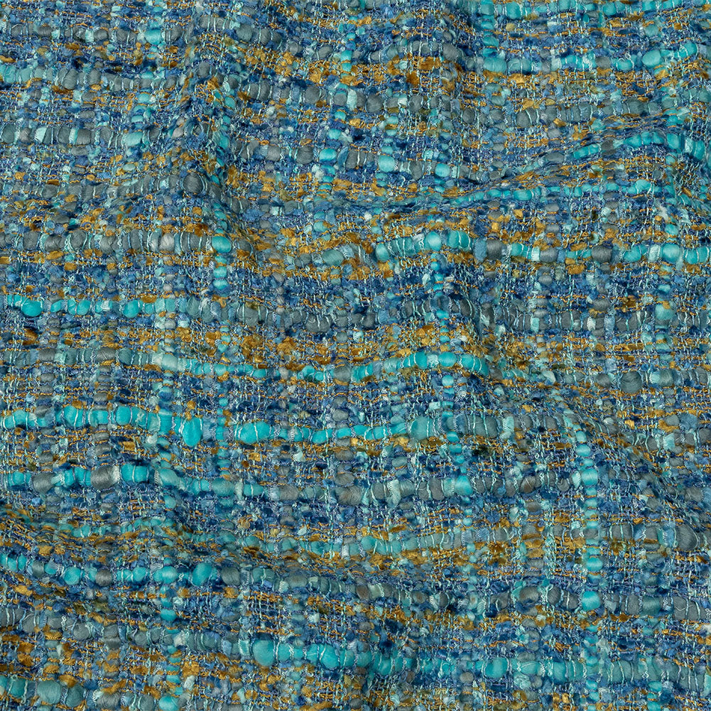 Viscose and Acrylic Chenille Tweed - Blue, Mustard and Arctic Green - Newcastle Collection