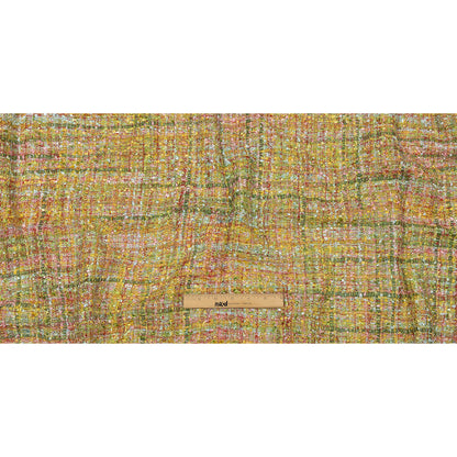 Newcastle Yellow, Olivenite, Minced Herb and Pink Viscose and Acrylic Chenille Tweed - Drape