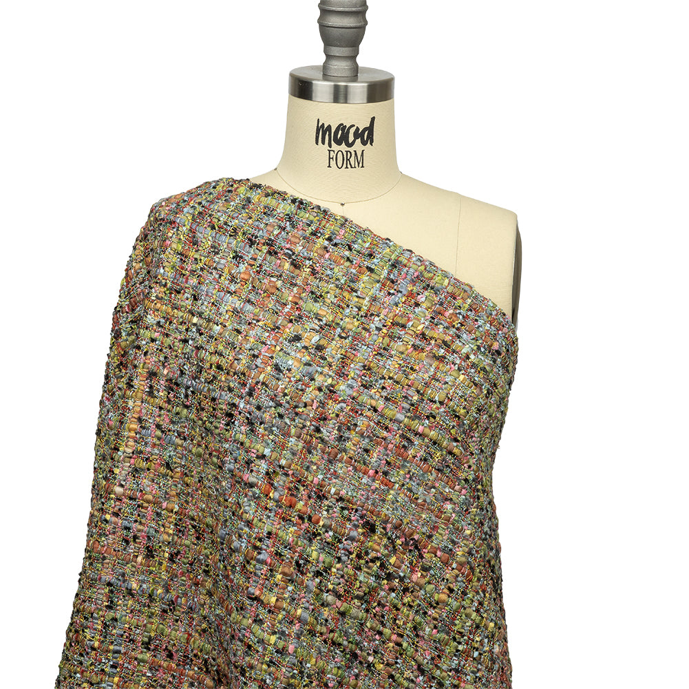 Viscose and Acrylic Chenille Tweed - Rainbow and Black Ink - Newcastle Collection Detail