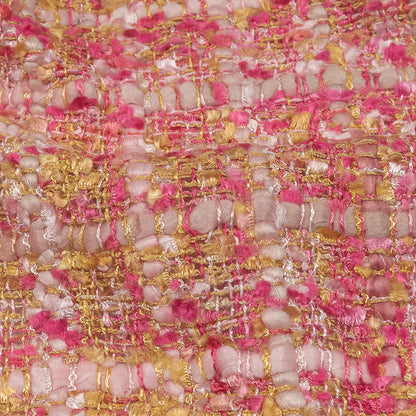 Newcastle Pink, Magenta and Yellow Viscose and Acrylic Chenille Tweed - Folded