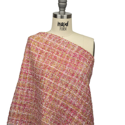 Newcastle Pink, Magenta and Yellow Viscose and Acrylic Chenille Tweed - Detail