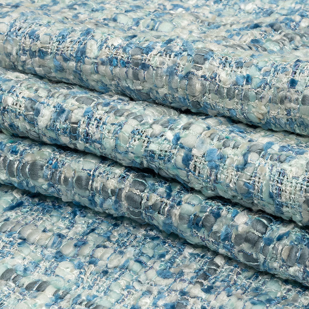 Viscose and Acrylic Chenille Tweed - Bijou Blue, White and Gray - Newcastle Collection Full