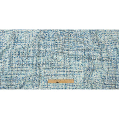 Viscose and Acrylic Chenille Tweed - Bijou Blue, White and Gray - Newcastle Collection Drape