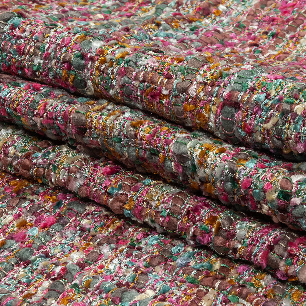 Viscose and Acrylic Chenille Tweed - Pink, Gray and Hunter Green - Newcastle Collection Full