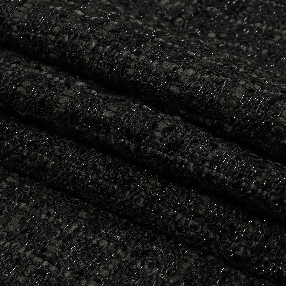 Newcastle Charcoal, Black Bean and Metallic Silver Viscose and Acrylic Chenille Tweed - Full