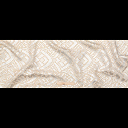 Metallic Gold, Silver and Ecru Geometric Luxury Brocade - Folded