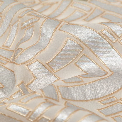 Metallic Gold, Silver and Ecru Geometric Luxury Brocade - Full