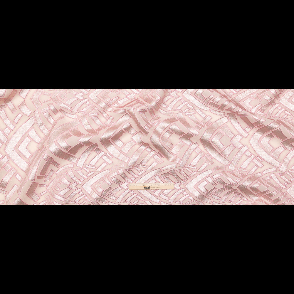 Metallic Pink Geometric Luxury Brocade Folded