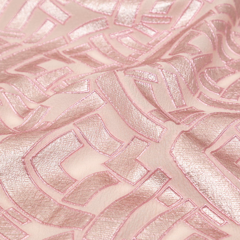 Metallic Pink Geometric Luxury Brocade Full