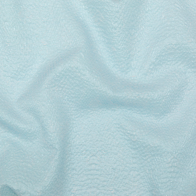 Metallic Blue Striped Bubble Wrap Organza Brocade