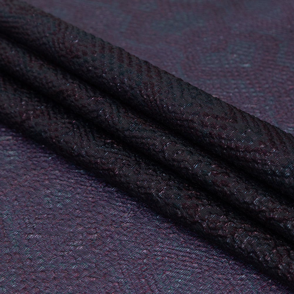 Metallic Purple and Blue Striped Bubble Wrap Organza Brocade Detail