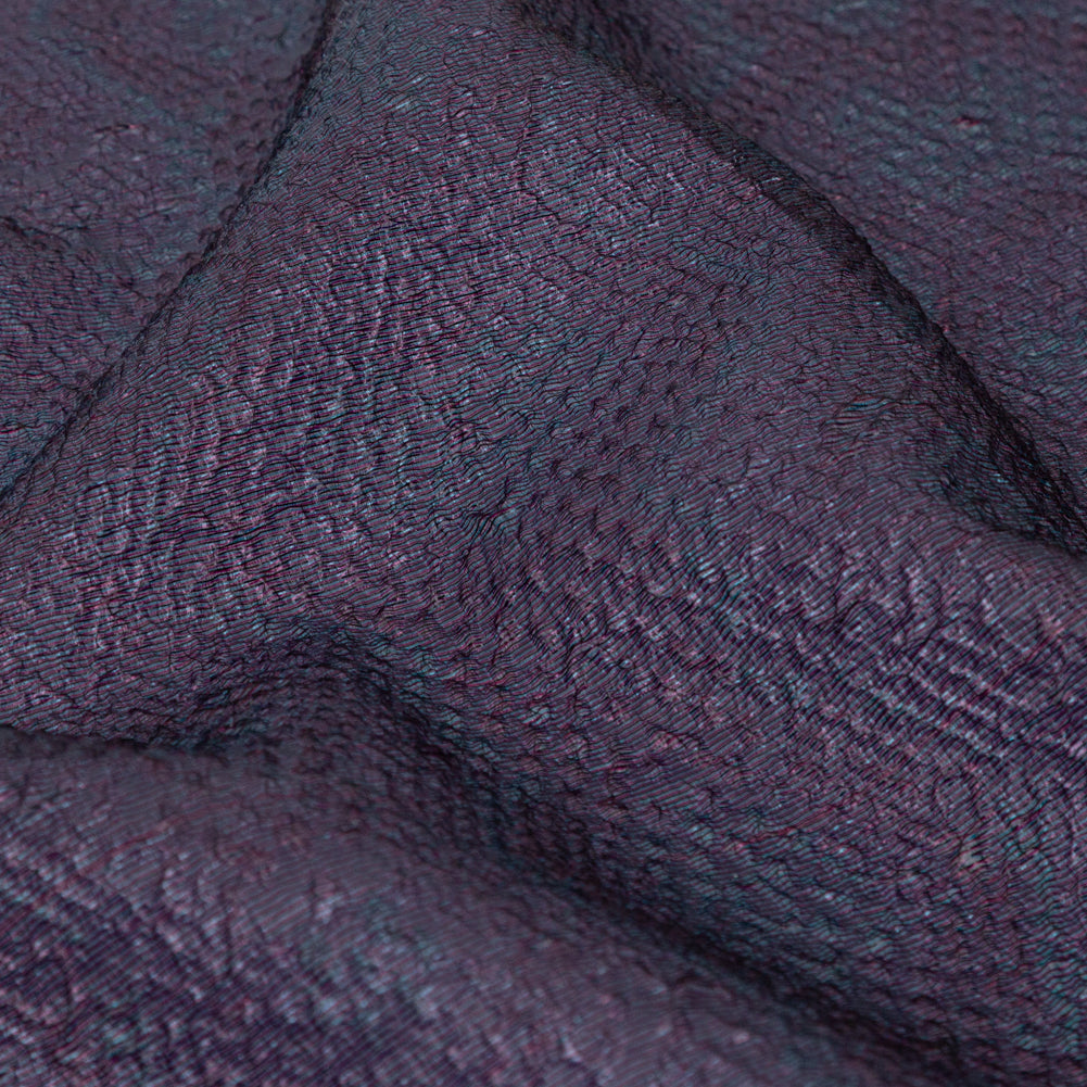 Metallic Purple and Blue Striped Bubble Wrap Organza Brocade Full