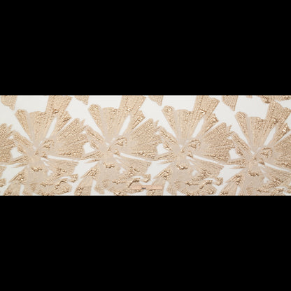 Metallic Gold and Ecru Large-Scale Burnout Floral Luxury Brocade - Folded