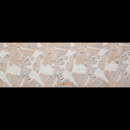 Metallic Silver and Peach Large-Scale Burnout Floral Luxury Brocade Folded