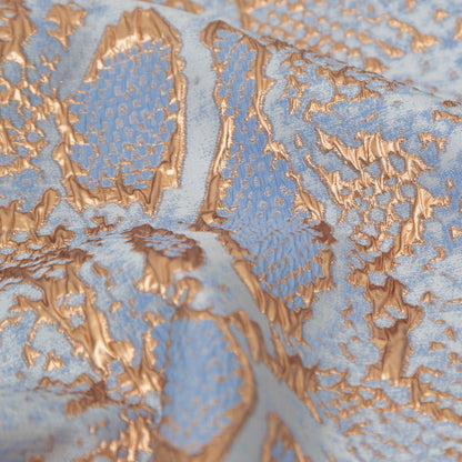 Metallic Gold and Periwinkle Reptilian Luxury Brocade - Full