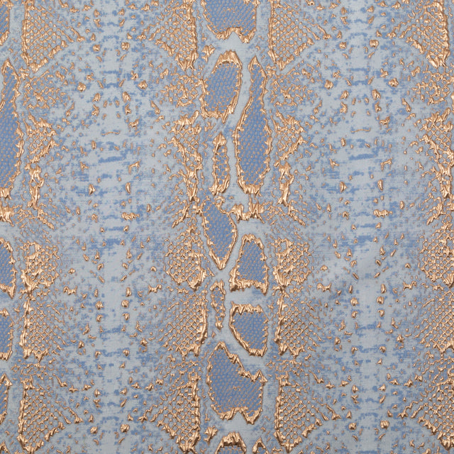 Metallic Gold and Periwinkle Reptilian Luxury Brocade