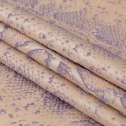 Metallic Lavender and Pink Tint Reptilian Luxury Brocade - Detail
