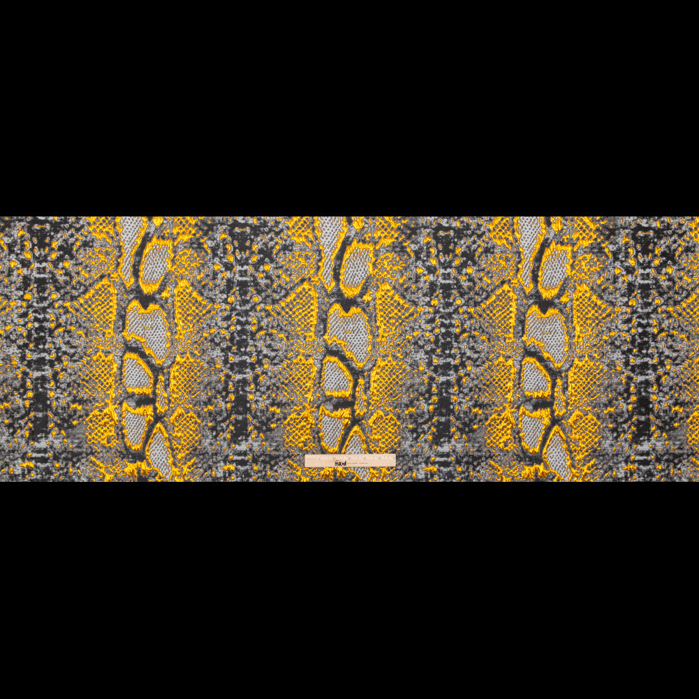 Metallic Copper, Black and Gray Reptilian Luxury Brocade Folded