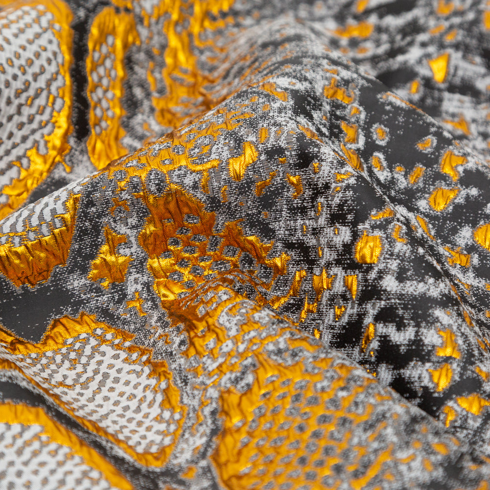 Metallic Copper, Black and Gray Reptilian Luxury Brocade Full