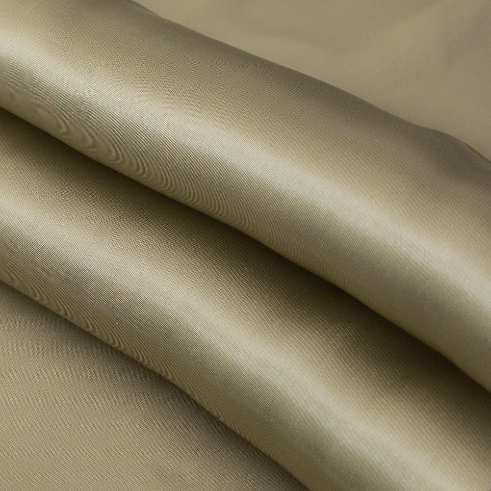Luminous Light Olive Satin-Faced Twill Organza - Detail