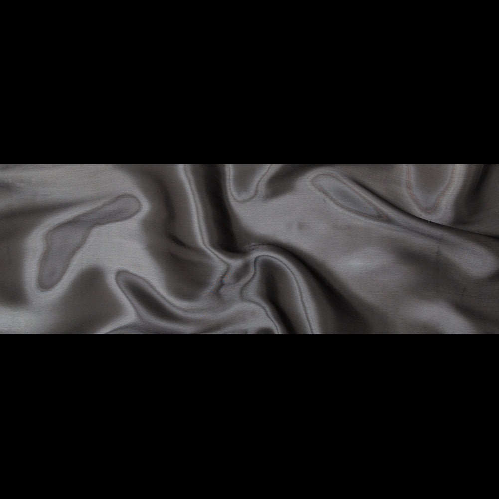 Luminous Dark Slate Satin-Faced Twill Organza - Folded