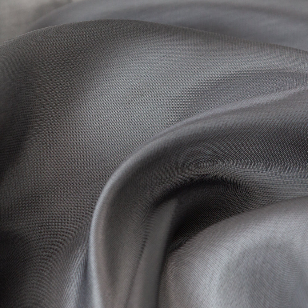 Luminous Dark Slate Satin-Faced Twill Organza - Full