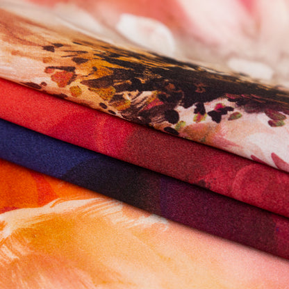 Italian Pink, Orange and Blue Painterly Floral Digitally Printed Silk Charmeuse - Detail