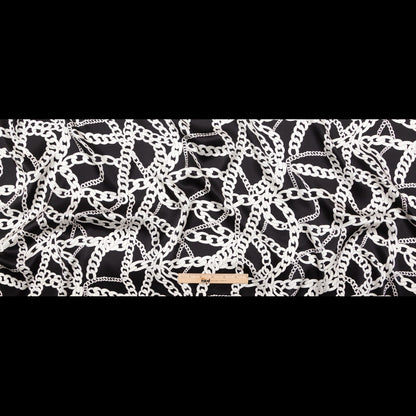 Italian Black and White Chains Digitally Printed Silk Charmeuse - Full