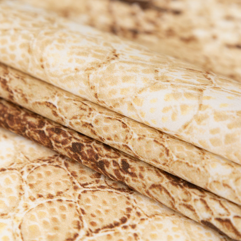 Mood Exclusive Italian Frozen Dew and Brown Python Printed Silk Charmeuse Detail
