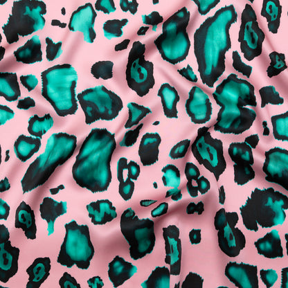 Mood Exclusive Italian Pink and Turquoise Abstract Digitally Printed Silk Charmeuse