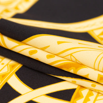 Italian Black and Golden Spice Large-Scale Digitally Printed Silk Charmeuse Panel - Detail