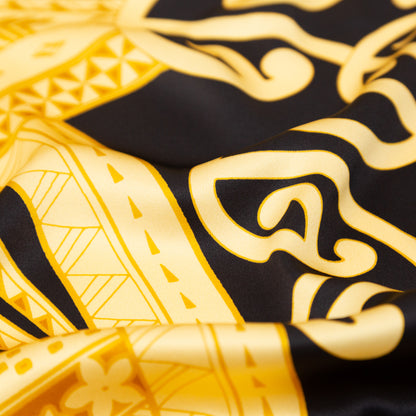 Italian Black and Golden Spice Large-Scale Digitally Printed Silk Charmeuse Panel - Full