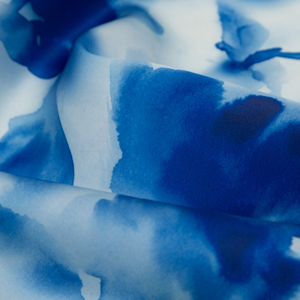 Mood Exclusive Italian Classic and Pearl Blue Abstract Floral Silk Organza Detail