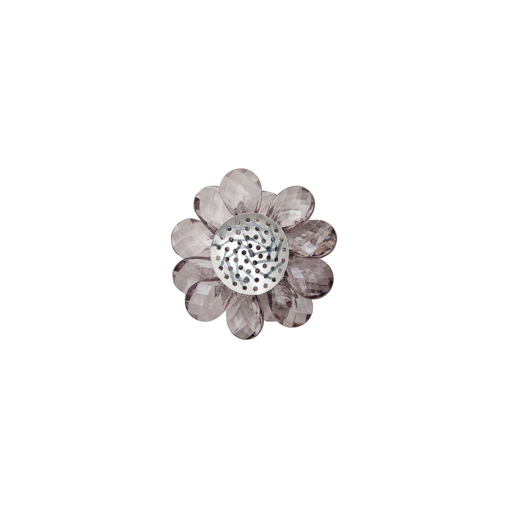 Italian Translucent Black Glass Flower Applique/Brooch - 2 - Detail