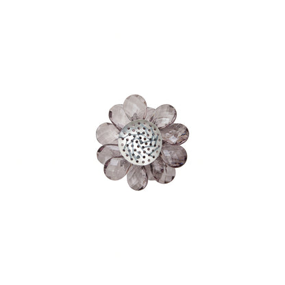 Italian Translucent Black Glass Flower Applique/Brooch - 2 - Detail