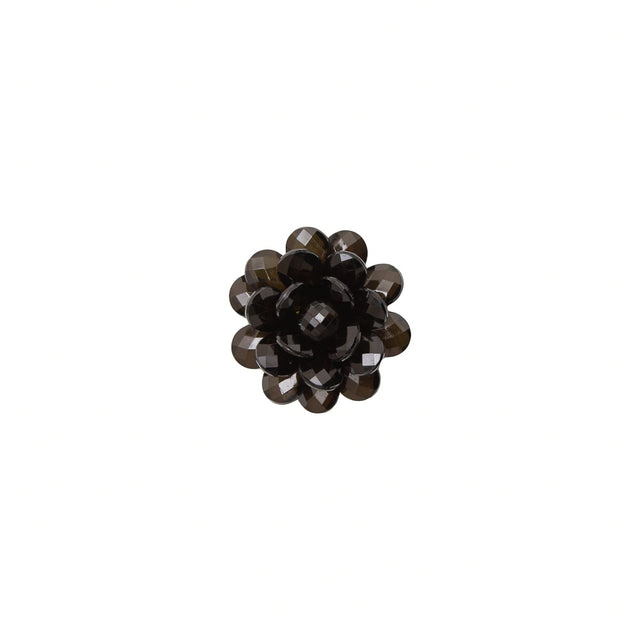 Italian Jet Black Glass Flower Applique/Brooch - 2"