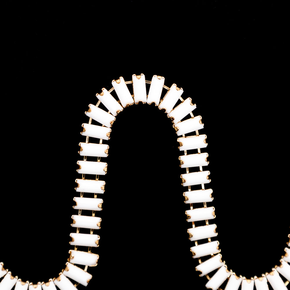 Italian White and Gold Baguette Chain Trim - 0.25 - Detail