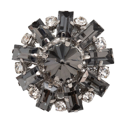 Italian Gunmetal and Crystal Rhinestone Button - 50L/32mm