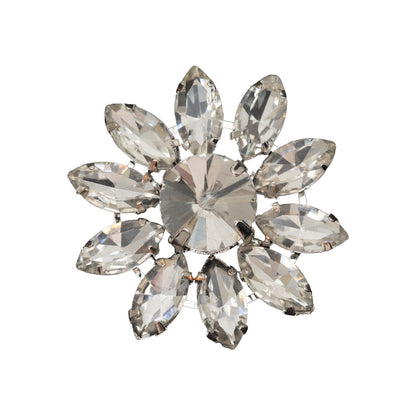 Italian Crystal and Silver Rhinestone Flower Button - 42L/27mm