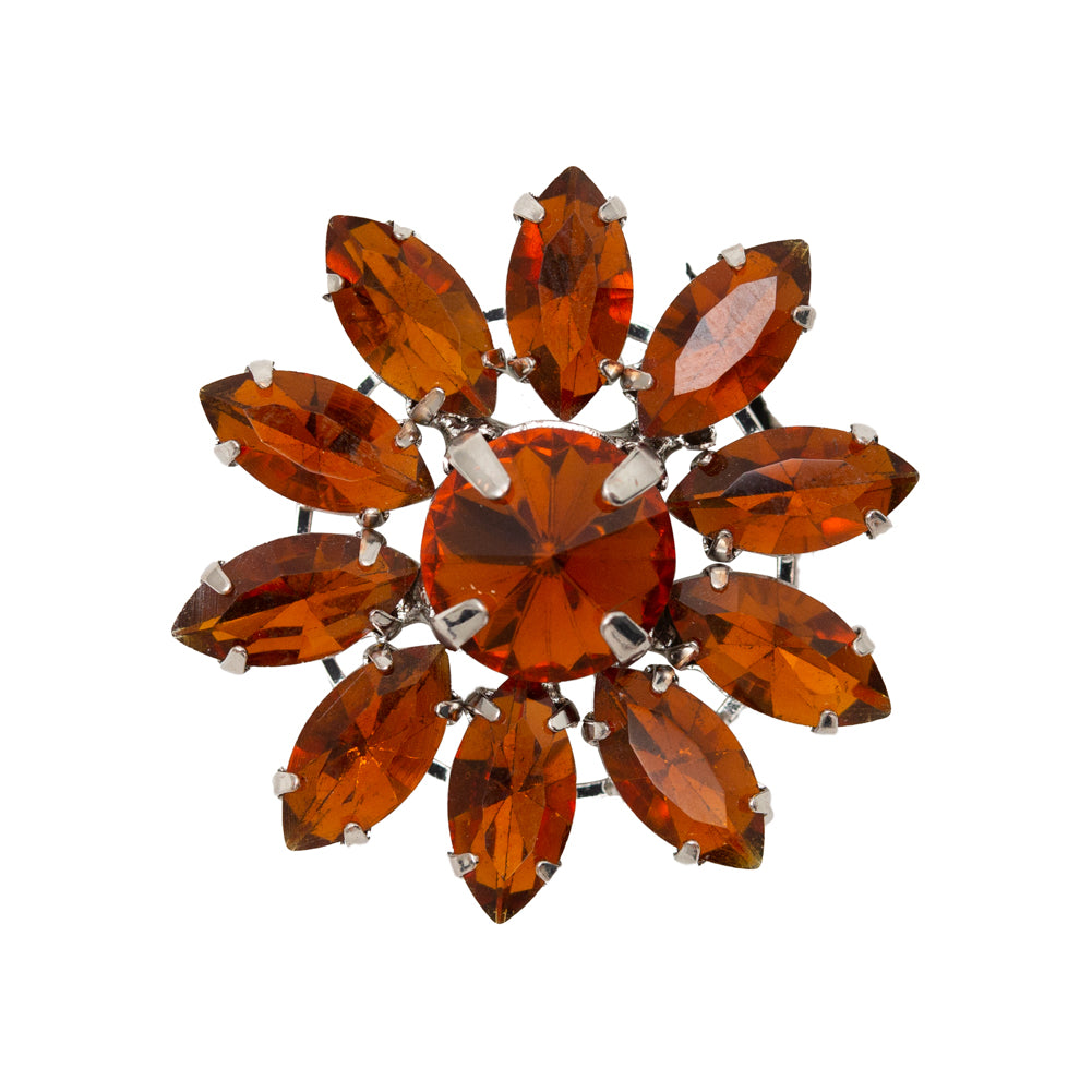 Italian Amber Rhinestone Flower Button - 42L/27mm